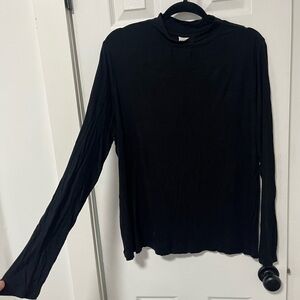 Mock neck Black Long Sleeve Top